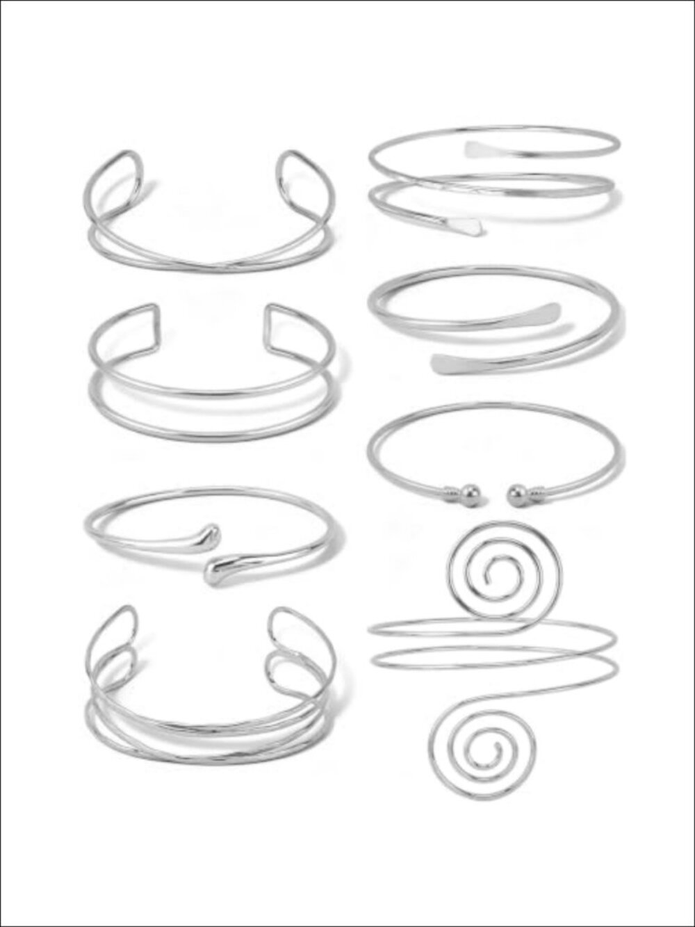 Silver Arm Cuff Bracelets Set Adjustable Boho Upper Arm Jewelry for Women